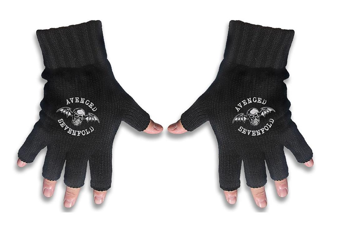 Official Band Merch | Avenged Sevenfold - Death Bat Embroidered Knitted Finger-less Gloves