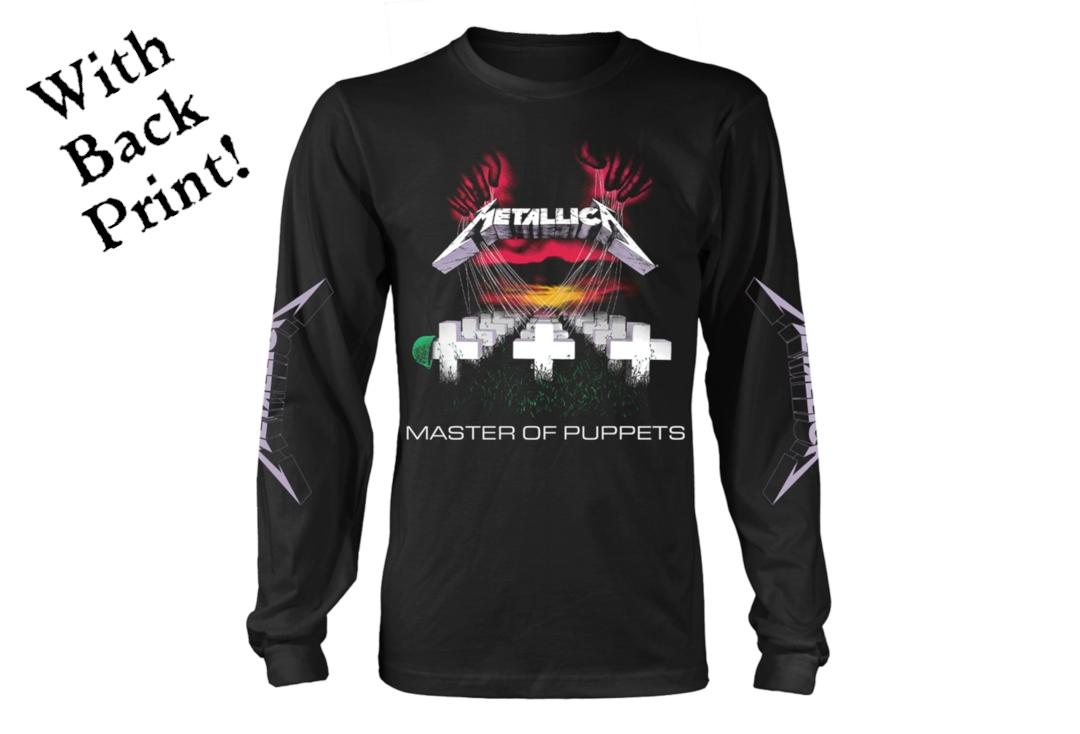 Official Band Merch | Metallica - Master Of Puppets Tracks Men's Official Long Sleeve T-Shirt - Front