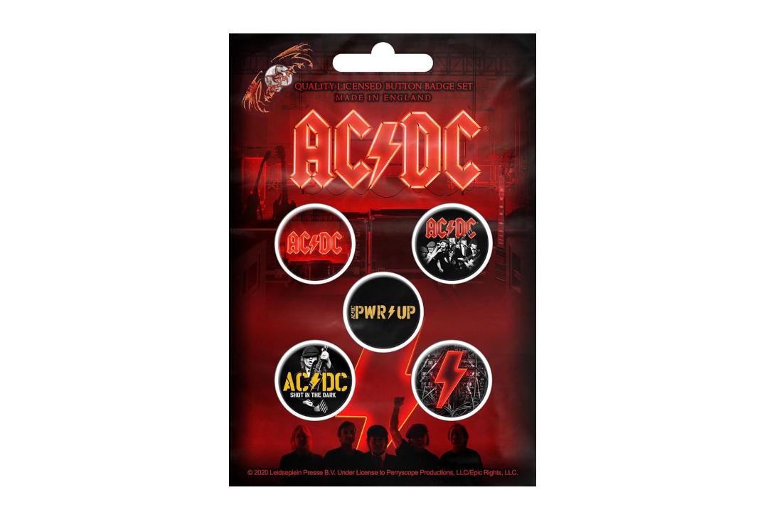 Official Band Merch | AC/DC - PWR UP Button Badge Pack
