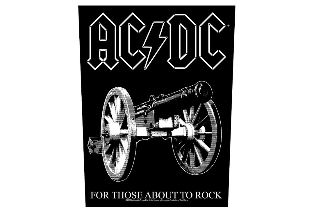 Official Band Merch | AC/DC - For Those About To Rock Black & White Version Printed Back Patch