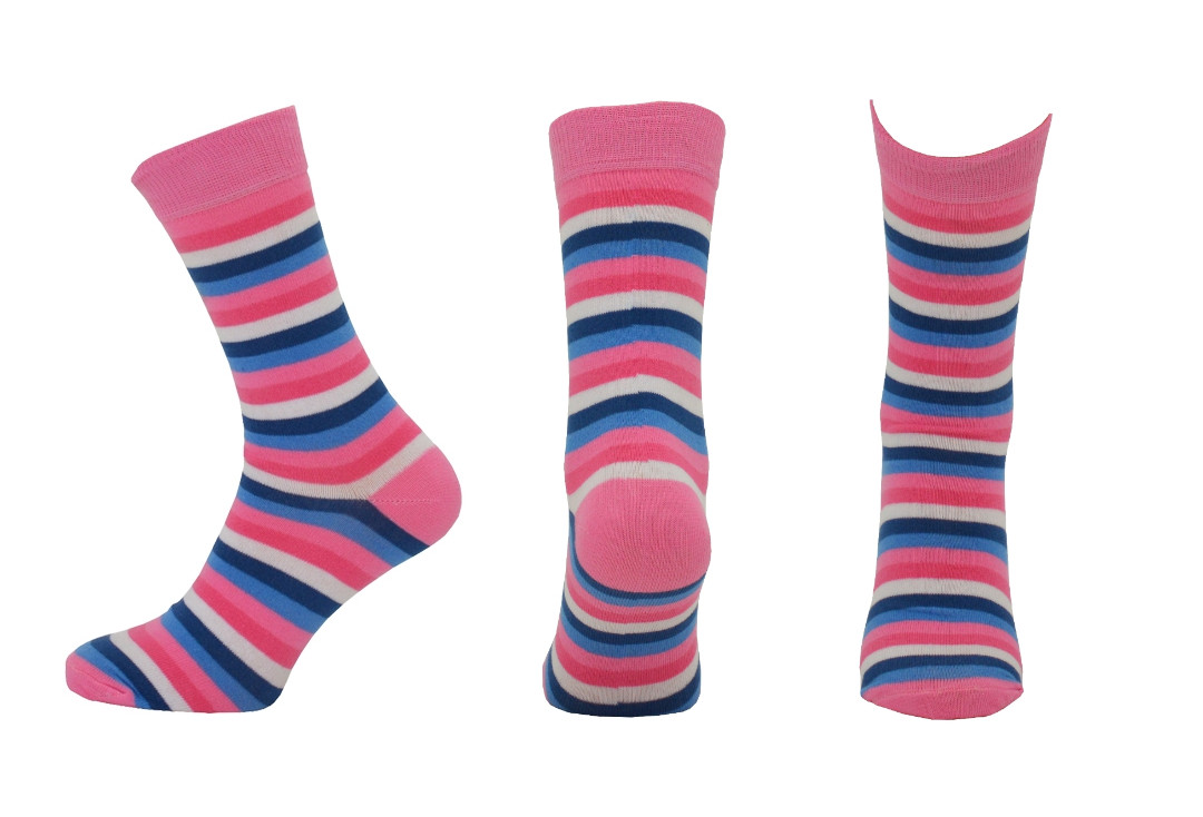 Macahel | Pink & Blue Rainbow Thin Stripe Men's Socks