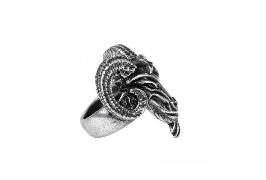 Baphomet Alchemy Gothic Pewter Ring - Side