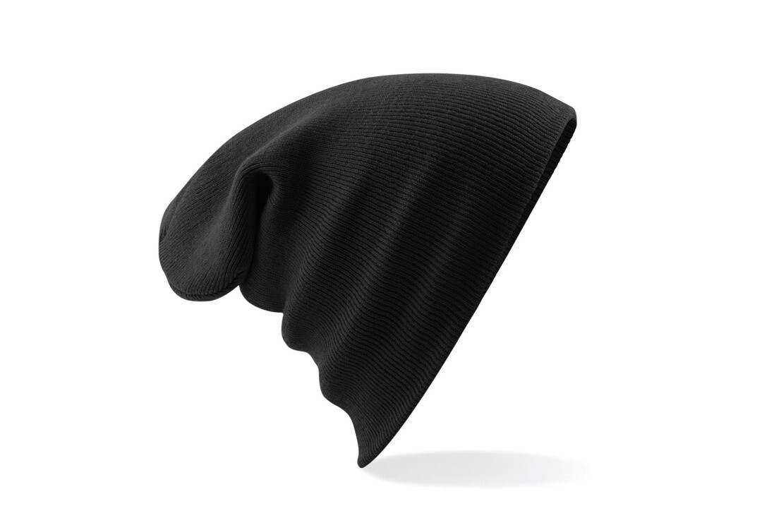 Void Clothing | Black 2 in 1 Beanie Hat - Slouchy