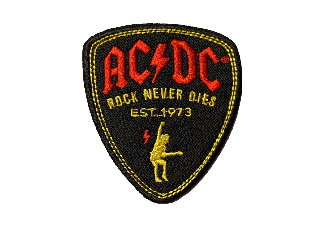 Official Band Merch | AC/DC - Rock Never Dies Plectrum Woven Patch