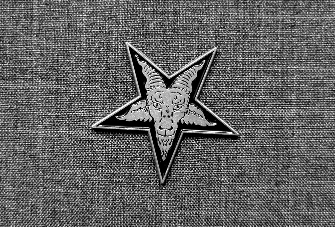 Official Band Merch | Pentagram Baphomet Metal Pin Badge
