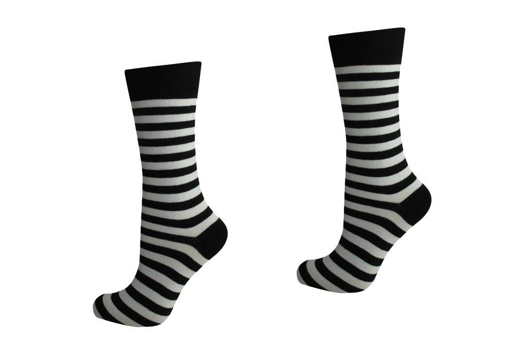 White & Black Thin Stripe Macahel Men's Socks