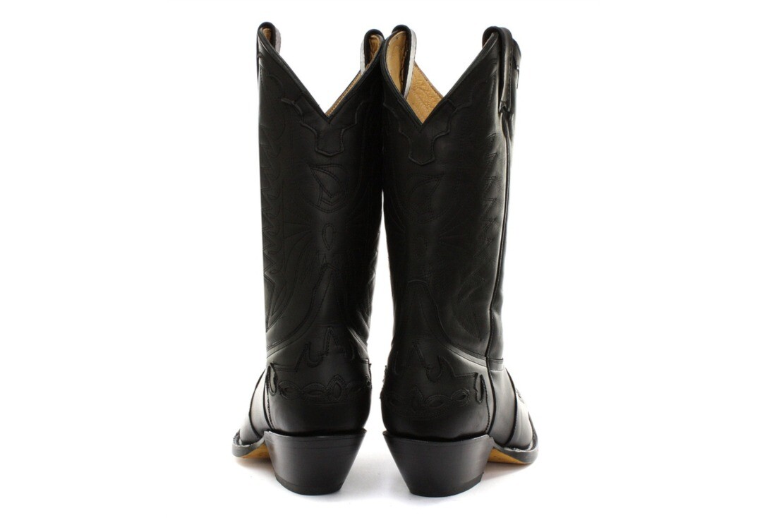 Arizona Grinders Black Leather Cowboy Boots - Back