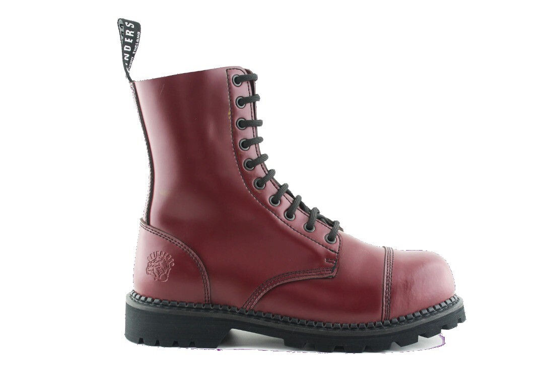 Hunter CS Grinders Cherry Leather Boots - Outer Side