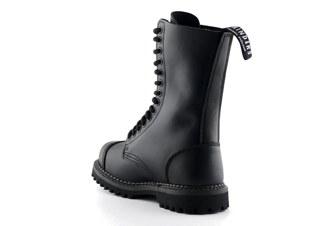 Herald CS Grinders Black Leather Boots - Back Outer Side