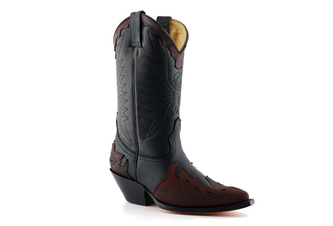Arizona Grinders Black & Burgundy Leather Cowboy Boots - Main