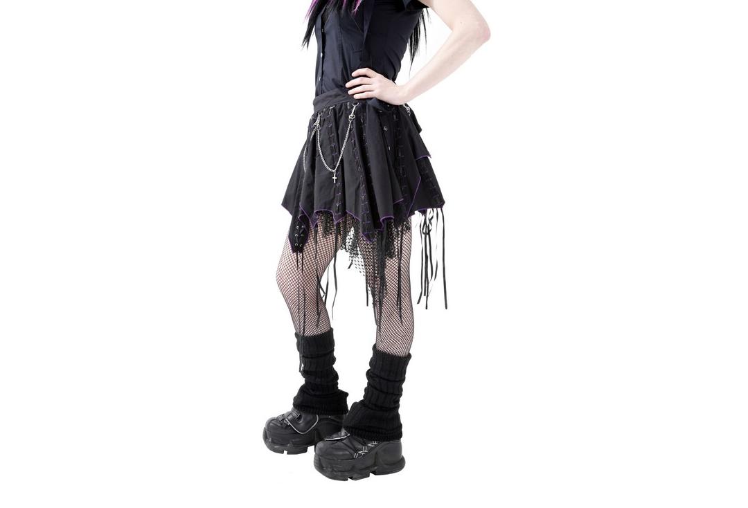 Dead Threads | Purple Ribbon & Chain Goth Skirt - Side View
