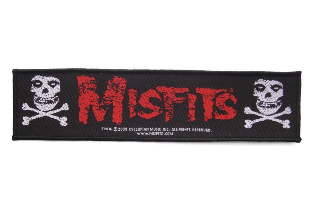 Official Band Merch | Misfits - Crossbones Super Strip Woven Patch