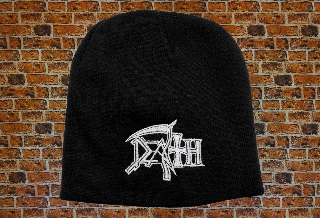Death - White Logo Embroidered Official Knitted Beanie Hat