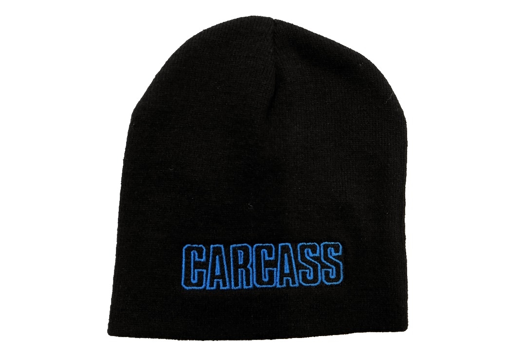 Carcass - Blue Logo Embroidered Official Knitted Beanie Hat - White