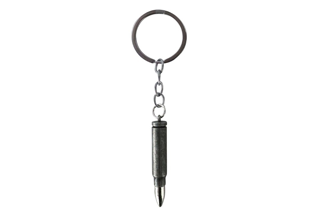 Silver Coloured Bullet Shaped Metal Keyring