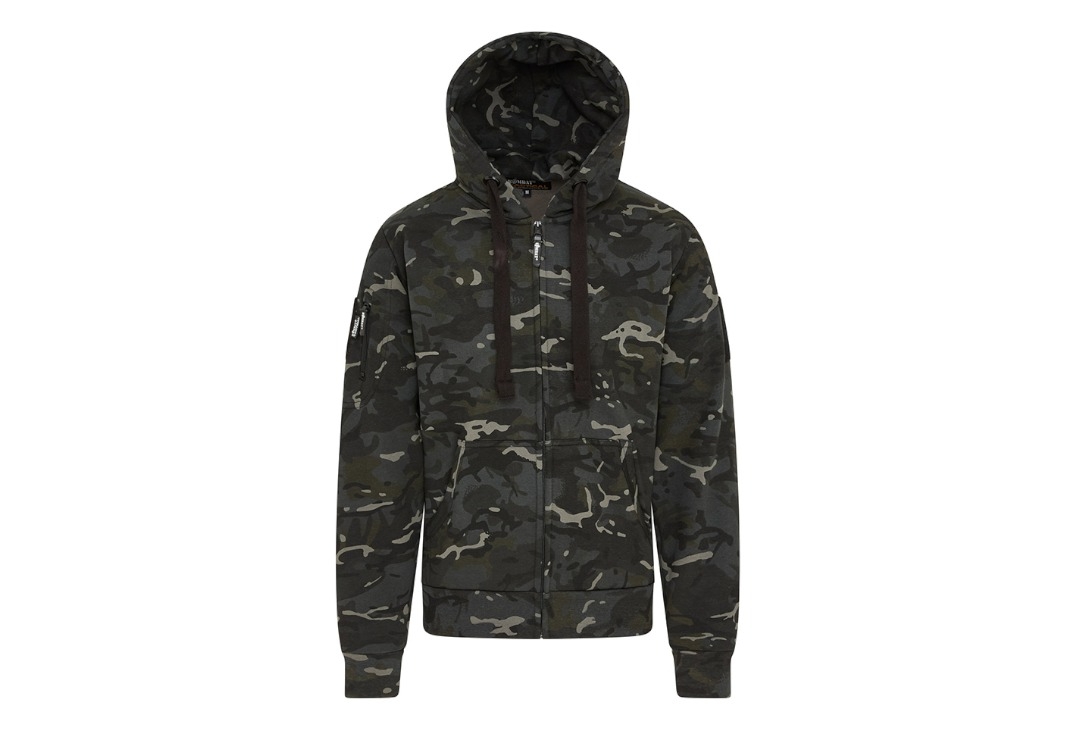 Black BTP Camo Special Ops Kombat Zip Hood - Front