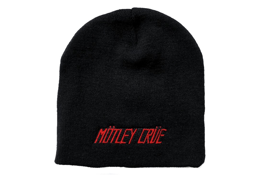 Motley Crue - Red Logo Embroidered Official Knitted Beanie Hat - White