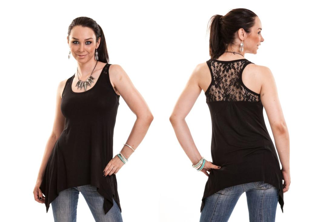 Innocent Lifestyle | Amber Black Lace Panel Vest Top - Collage