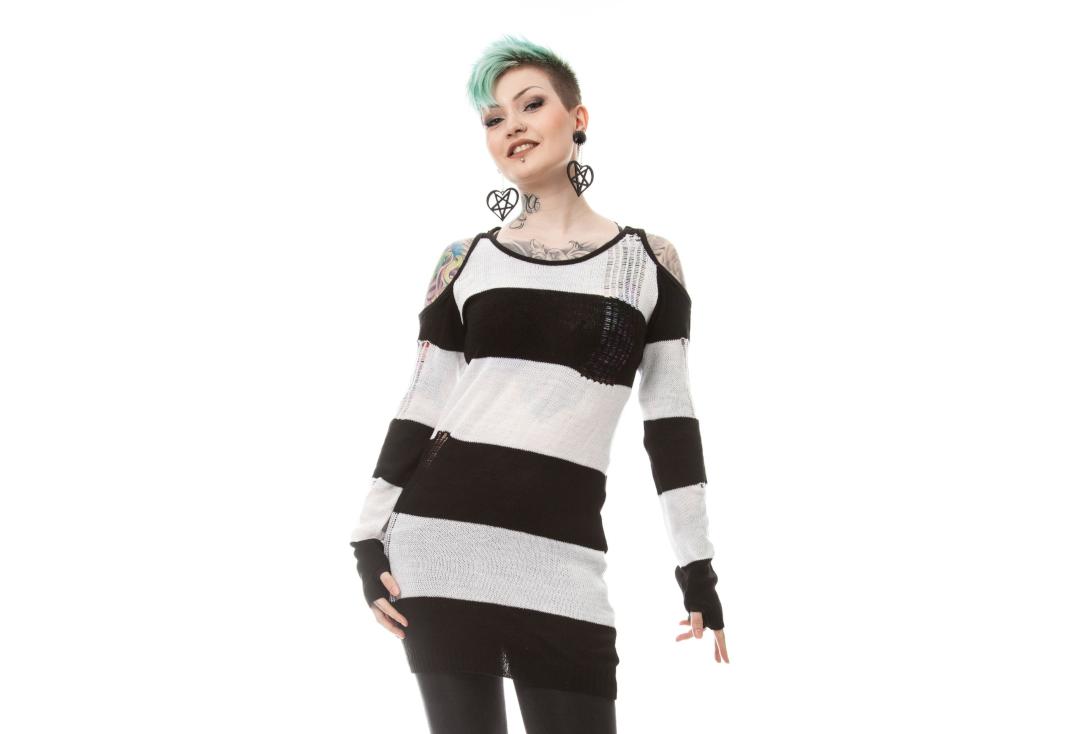 Heartless | Tokyo White & Black Knitted Top - Front