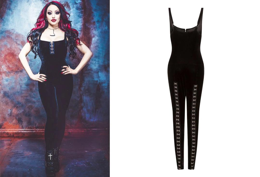 Necessary Evil | Venus Black Velvet Jumpsuit -Back
