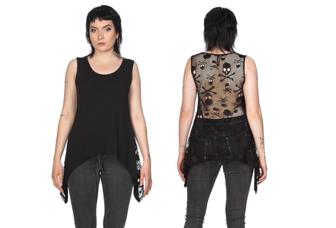 Banned Apparel | Skull Mesh Throw On Vest Top - Front & Back