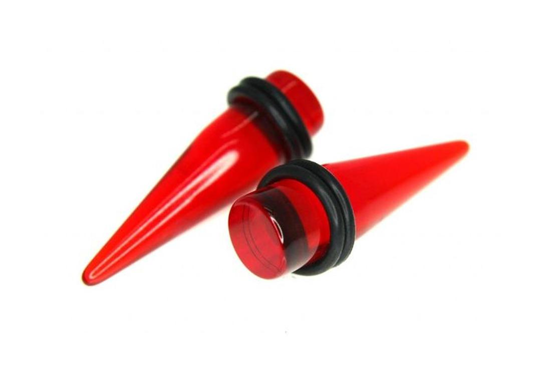 Body Jewellery | Red Acrylic Stretching Tapers 1.6mm to 12mm