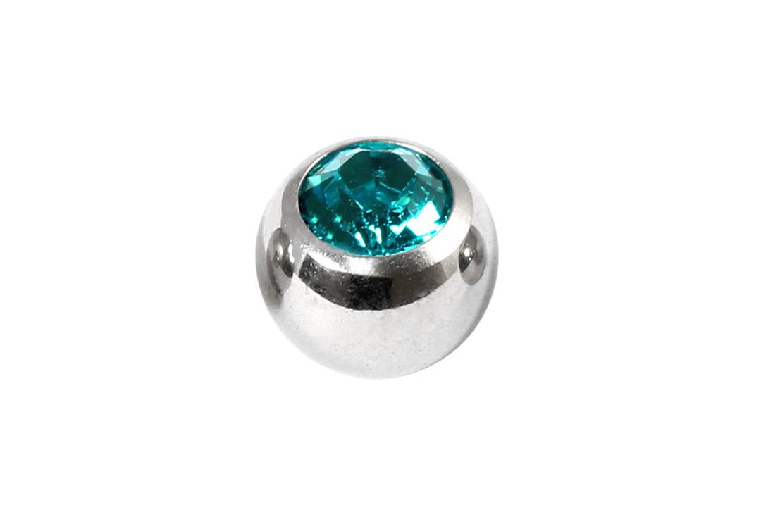 Body Jewellery | Coloured Gem Surgical Steel Threaded Ball - Turquoise
