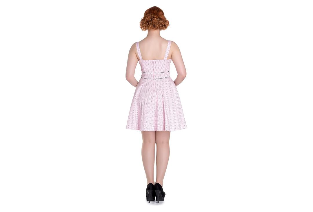 Hell Bunny | Vanity Pink With Black Polka Dot Mini Dress - Back