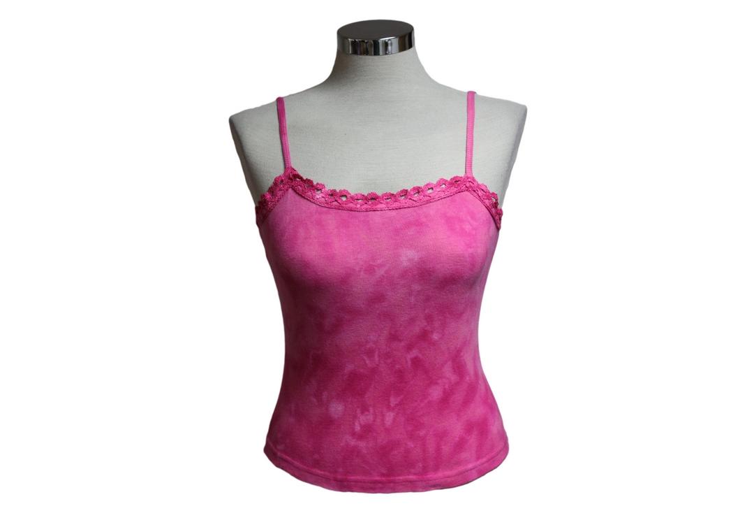 Void Clothing | Pink Tie Dyed Strappy Vest - Front