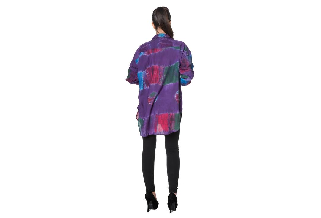 Void Clothing | Multi-Colour Plum Tie Dye Shirt - Back
