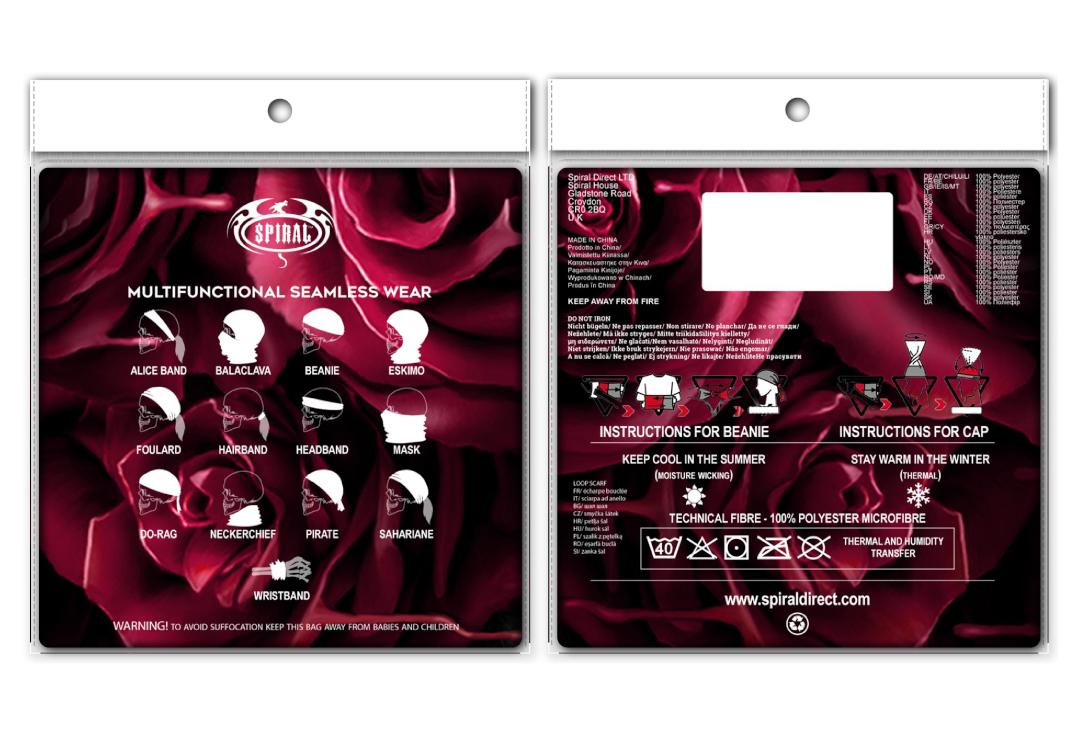 Spiral Direct | Blood Rose 13-in-1 Snood - Packaging