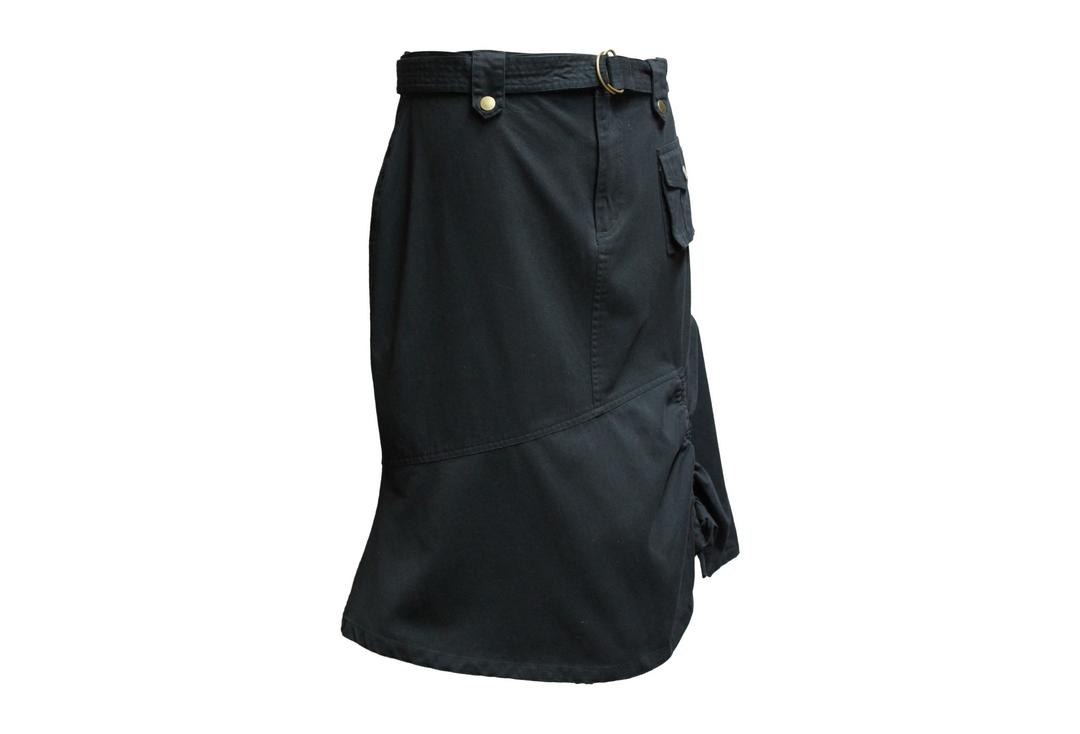 Oxyzone | Black Long Combat Pocket Skirt - Side