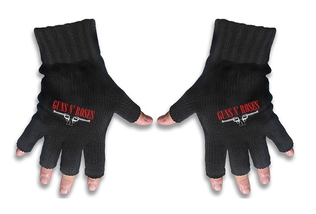 Official Band Merch | Guns N' Roses - Logo & Guns Embroidered Knitted Finger-less Gloves