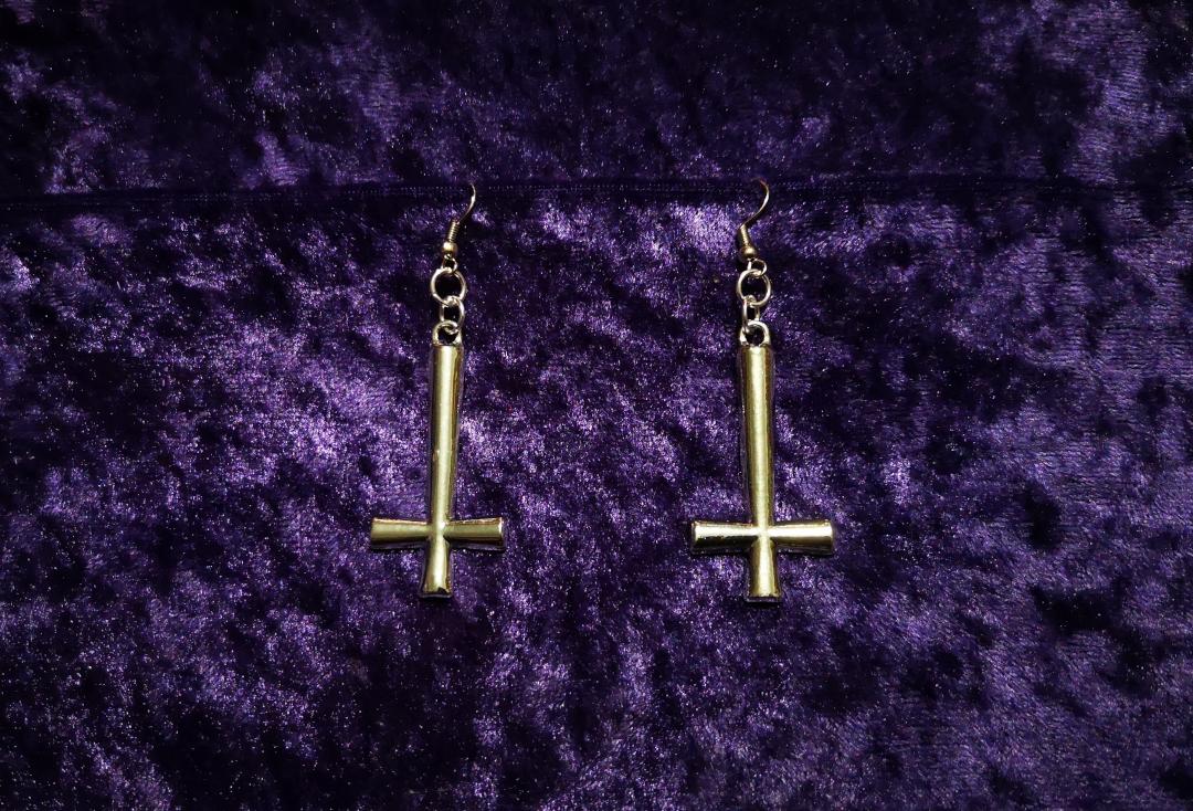 Void Clothing | Silver Inverted Cross Earrings