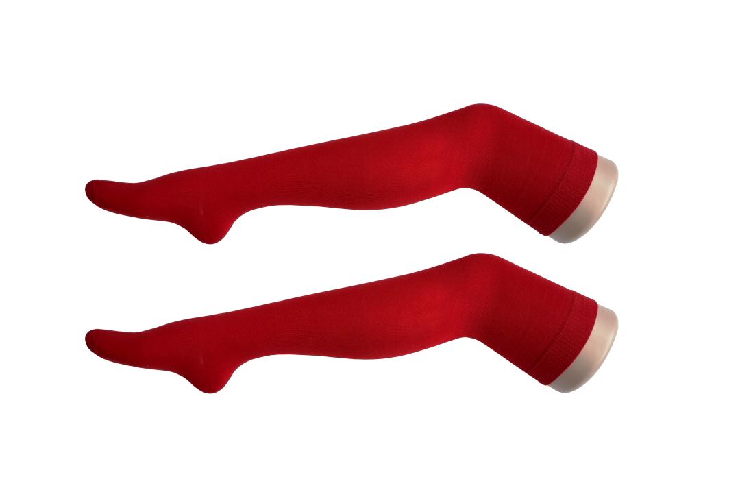 Macahel | Plain Red Over The Knee Socks