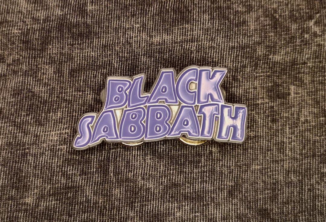 Official Band Merch | Black Sabbath - Purple Logo Metal Pin Badge - Front