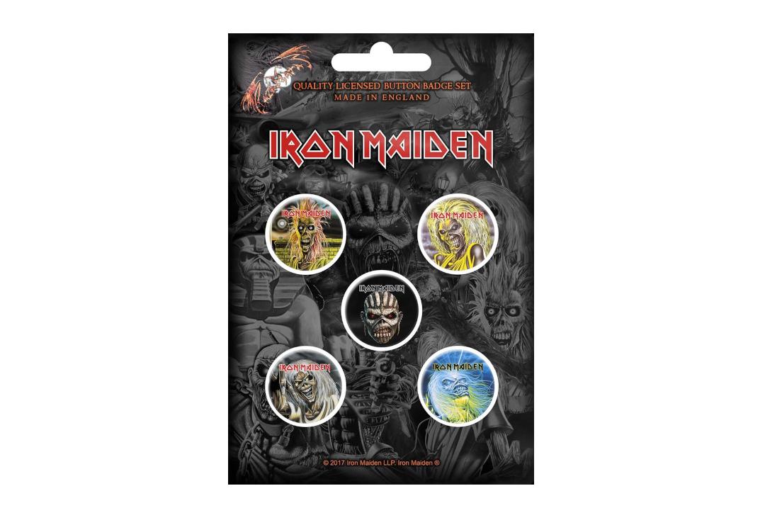 Official Band Merch | Iron Maiden - The Faces Of Eddie Button Badge Pack