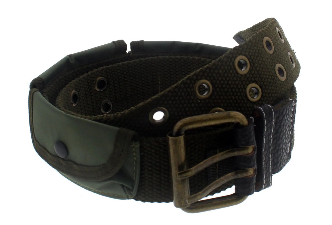 Void Clothing | Army Green 2 Row Eyelet & Pocket Webbing Belt