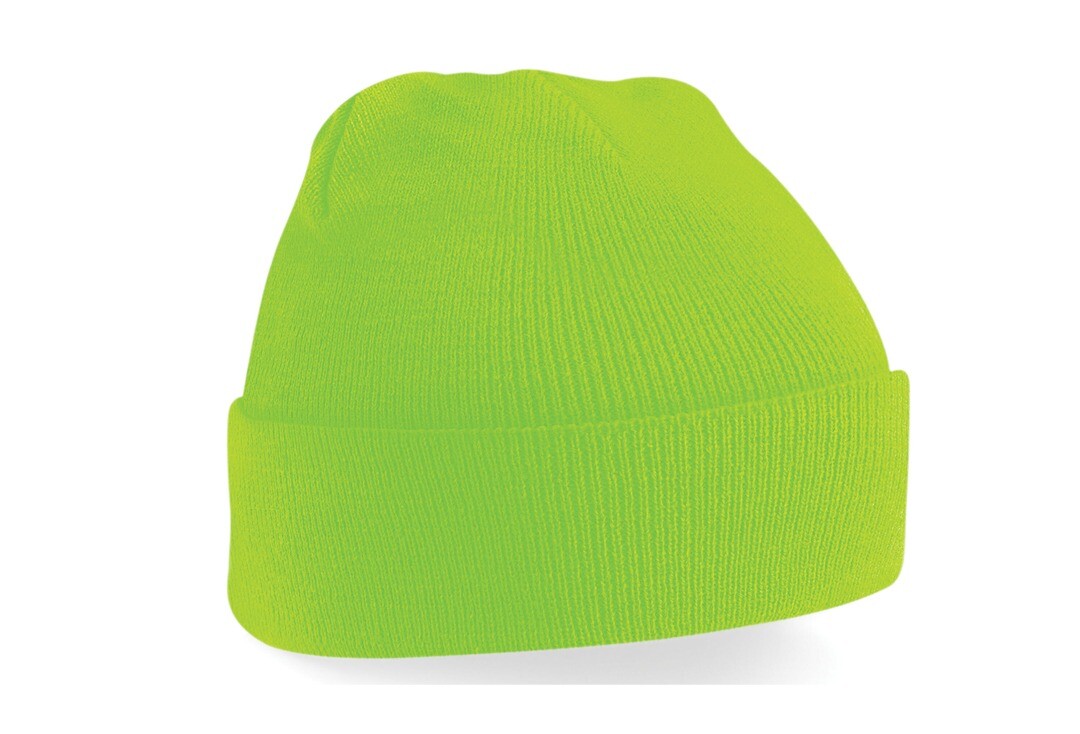 Void Clothing | Fluorescent Green 2 in 1 Beanie Hat - Folded