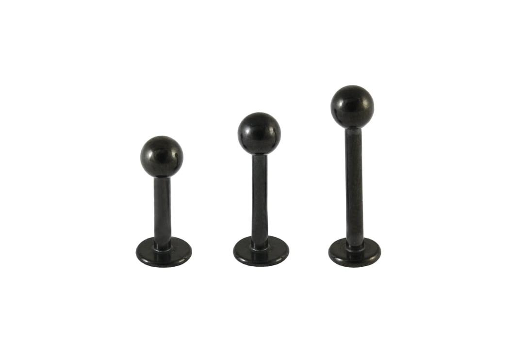 Body Jewellery | Black PVD Surgical Steel Ball Labret Stud 1.2mm & 1.6mm