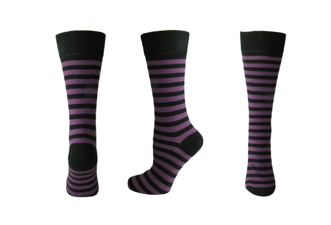 Purple & Black Thin Stripe Macahel Men's Socks