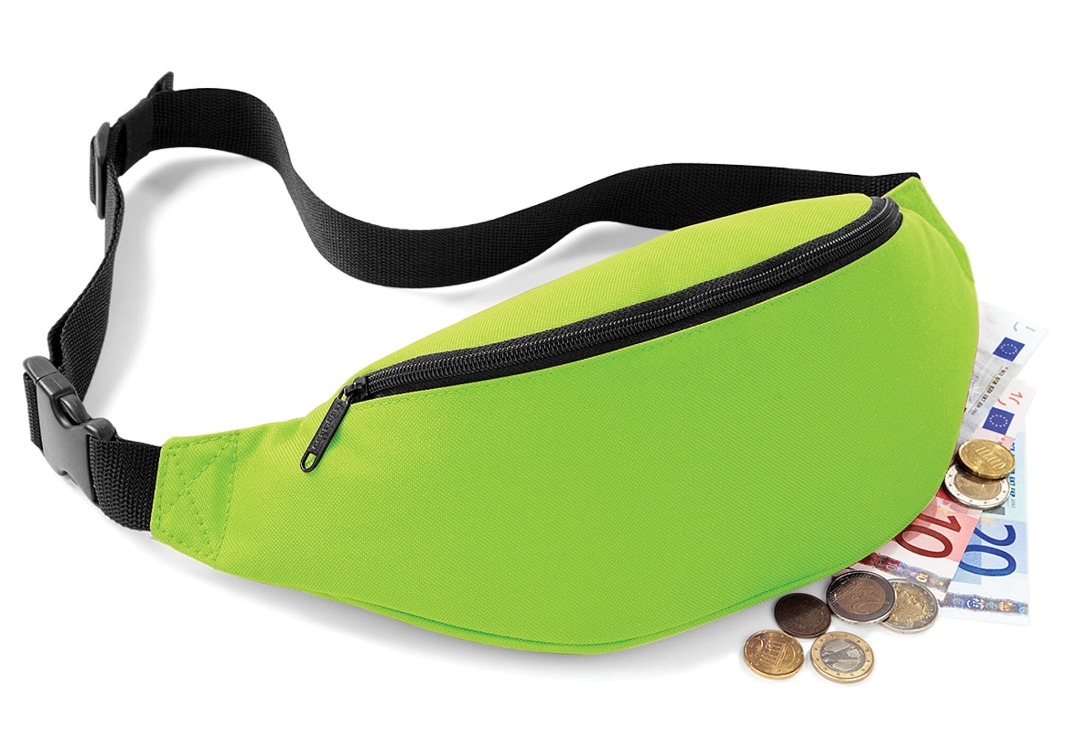 Lime Green Double Pocket Bum Bag