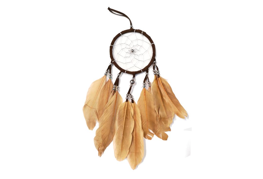 Void Clothing | Brown Long Feather Plain Dream Catcher