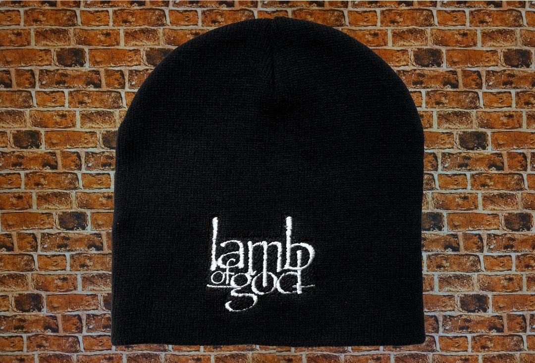 Lamb Of God - White Logo Embroidered Official Knitted Beanie Hat