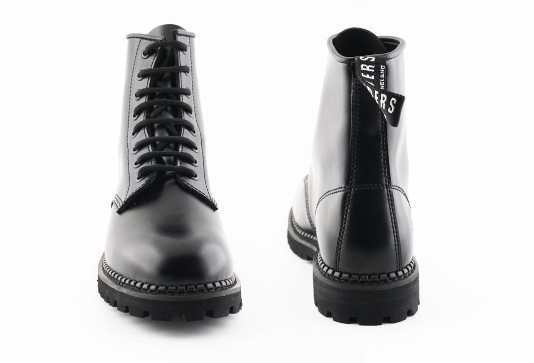 Grinders | Cedric Men's Black Leather Boots - Back & Front View