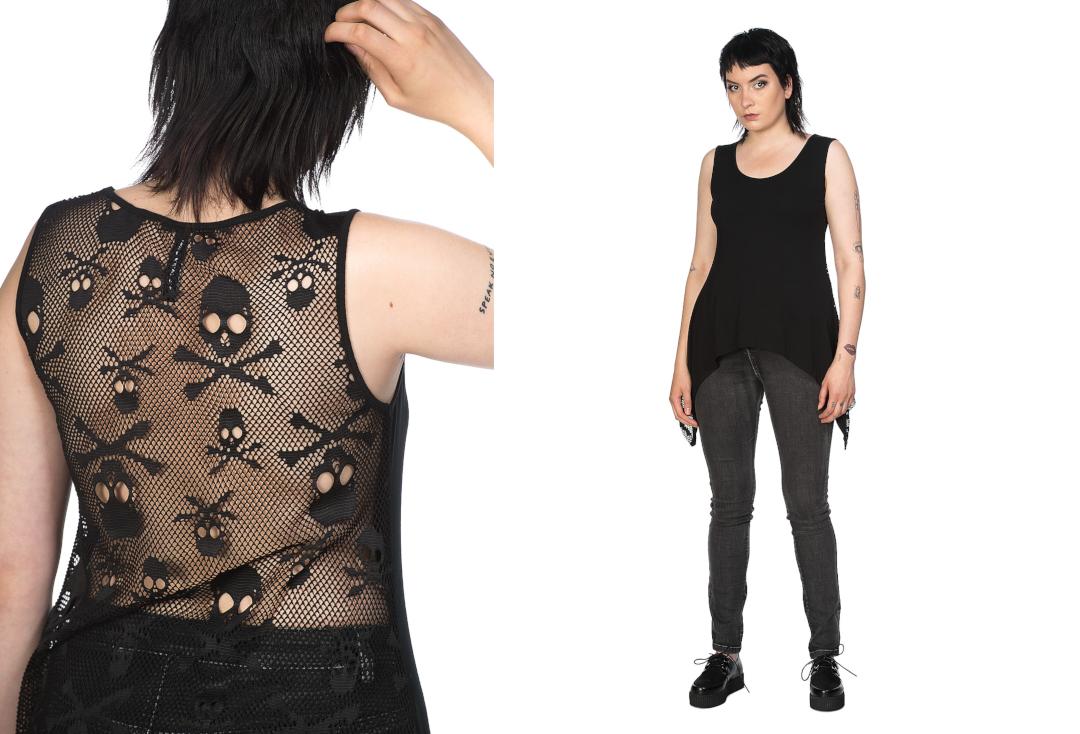 Skull Mesh Banned Apparel Crop Top