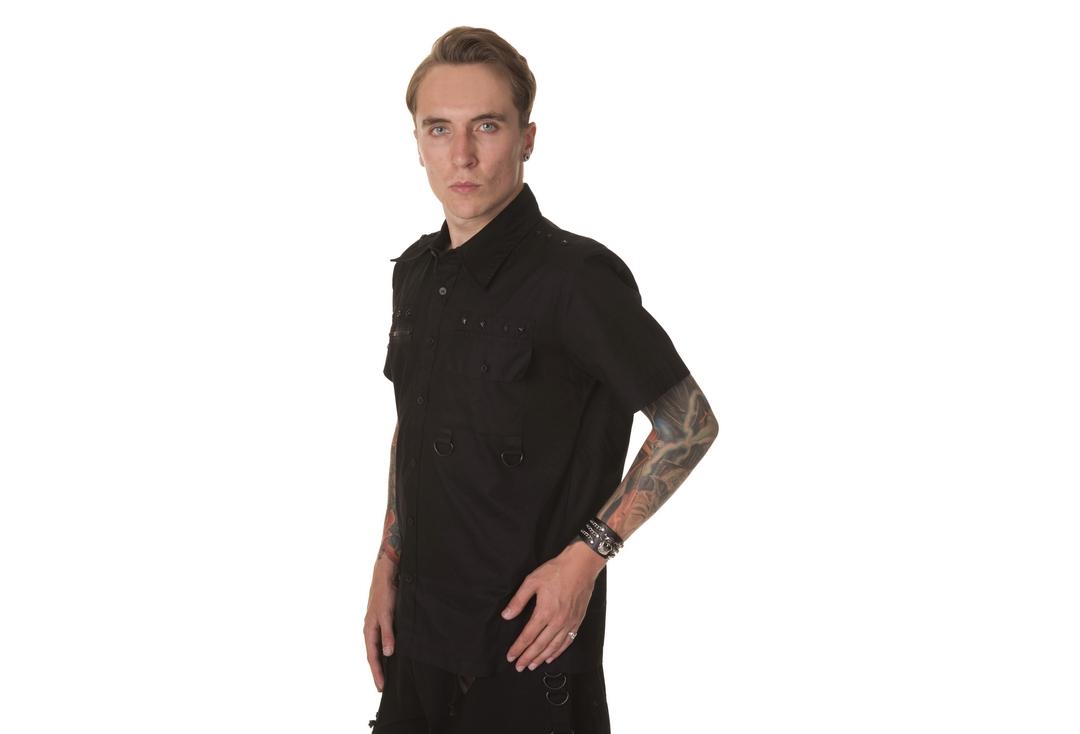 Dead Threads | Black Stud Detail 9522 Short Sleeve Shirt - Front Side
