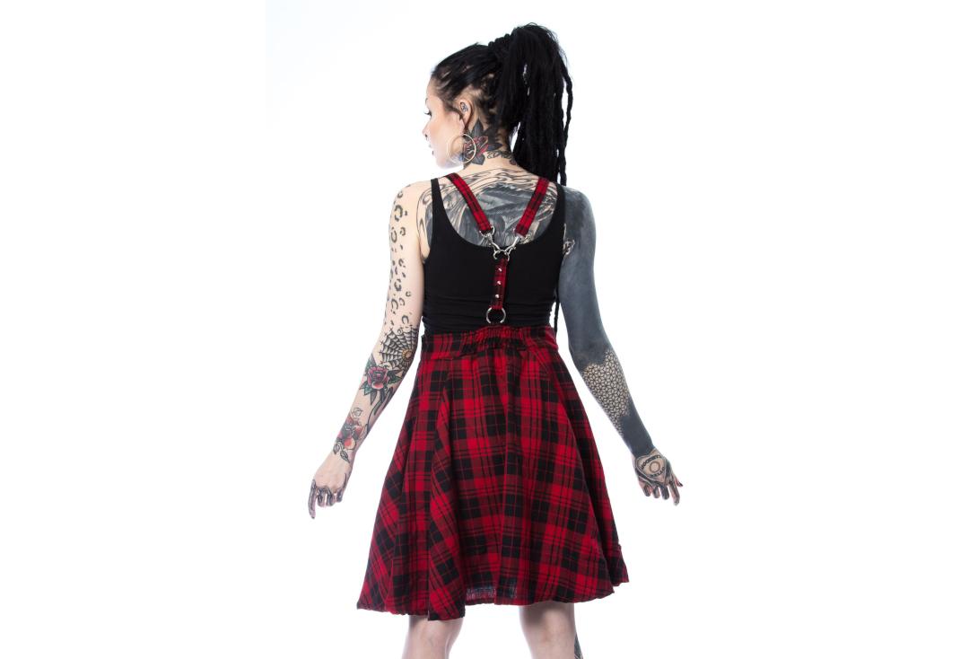 Heartless | Red & Black Tartan Heartless Maude Pinafore Dress - Back
