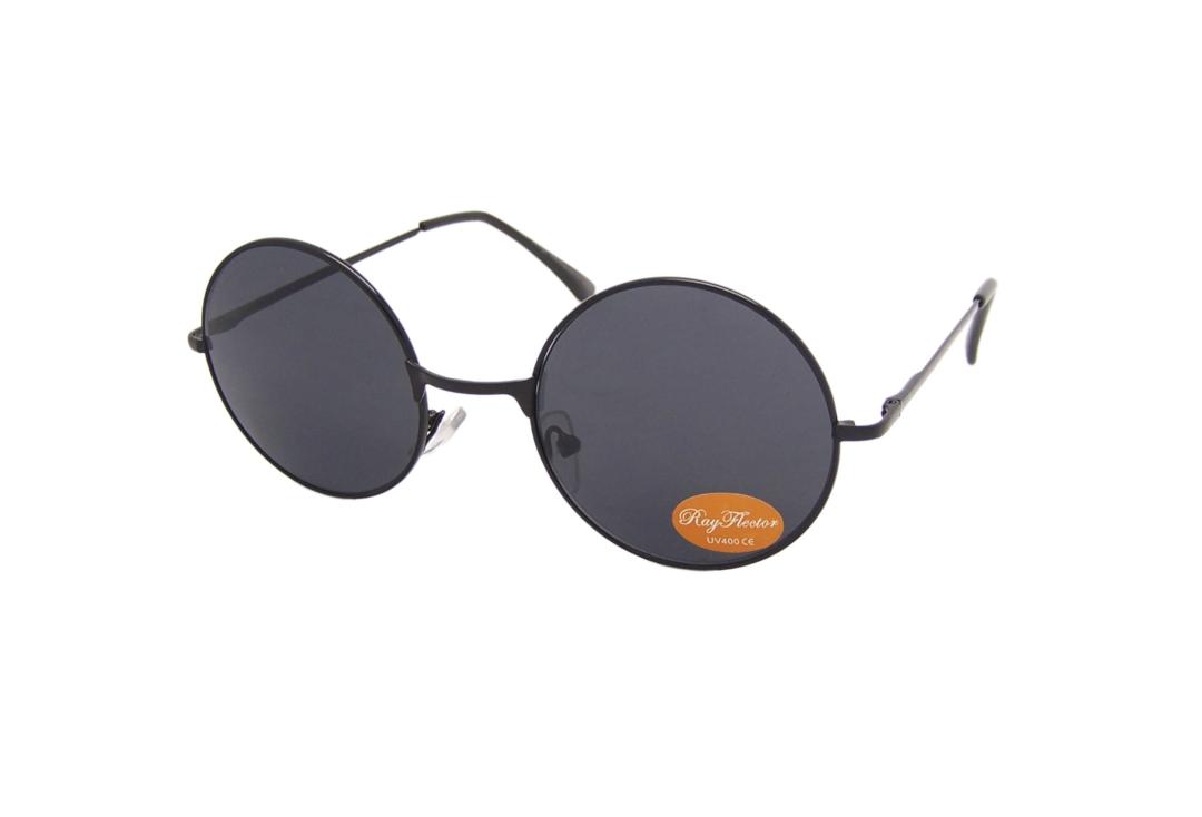RayFlector | All Black Round Lennon Sunglasses