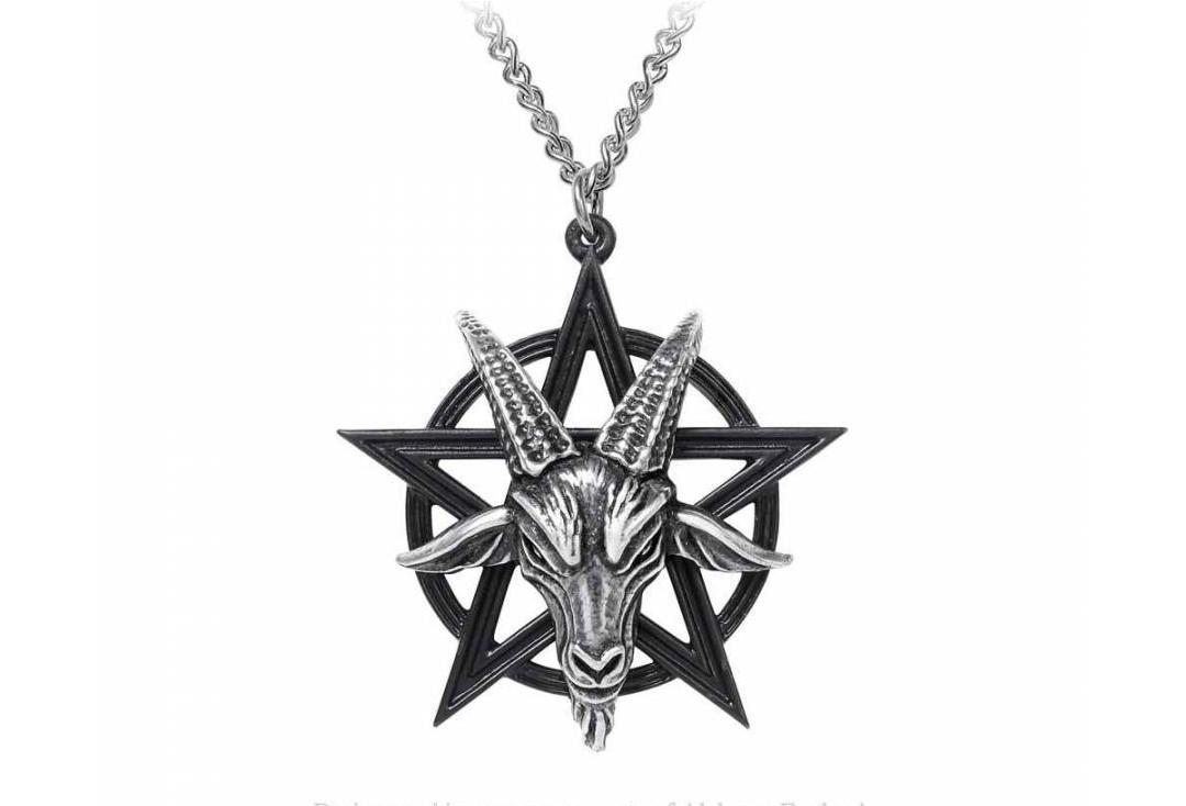 Alchemy Gothic | Black Pentagram Baphomet Necklace - Main